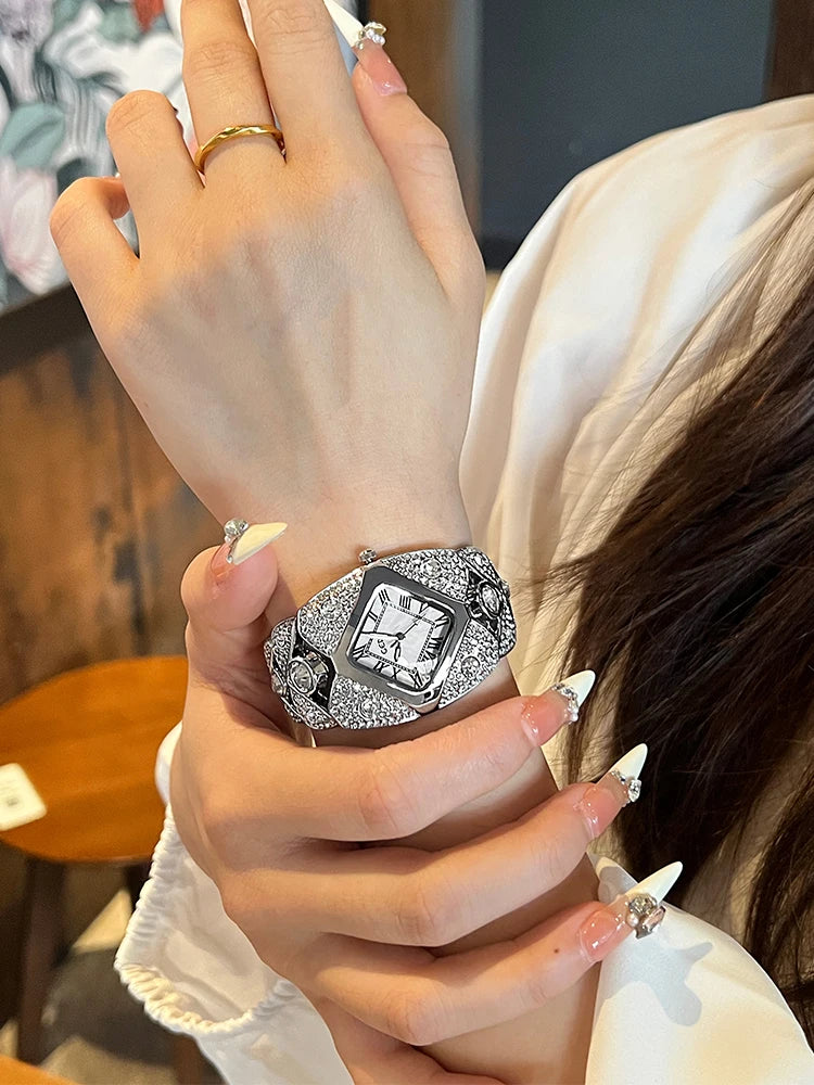 Roman Full Diamond Inlaid Watch