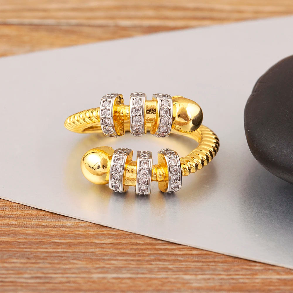 Hip-Hop Zircon Adjustable Open Ring