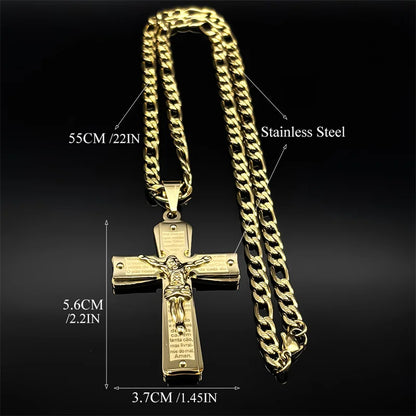 Gilded Bible Prayer Crucifix Necklace