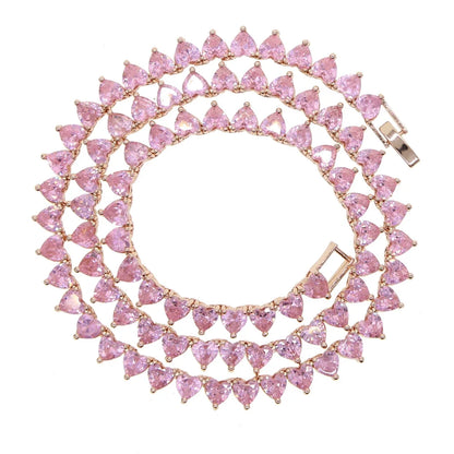 Bling Heart CZ Tennis Necklace