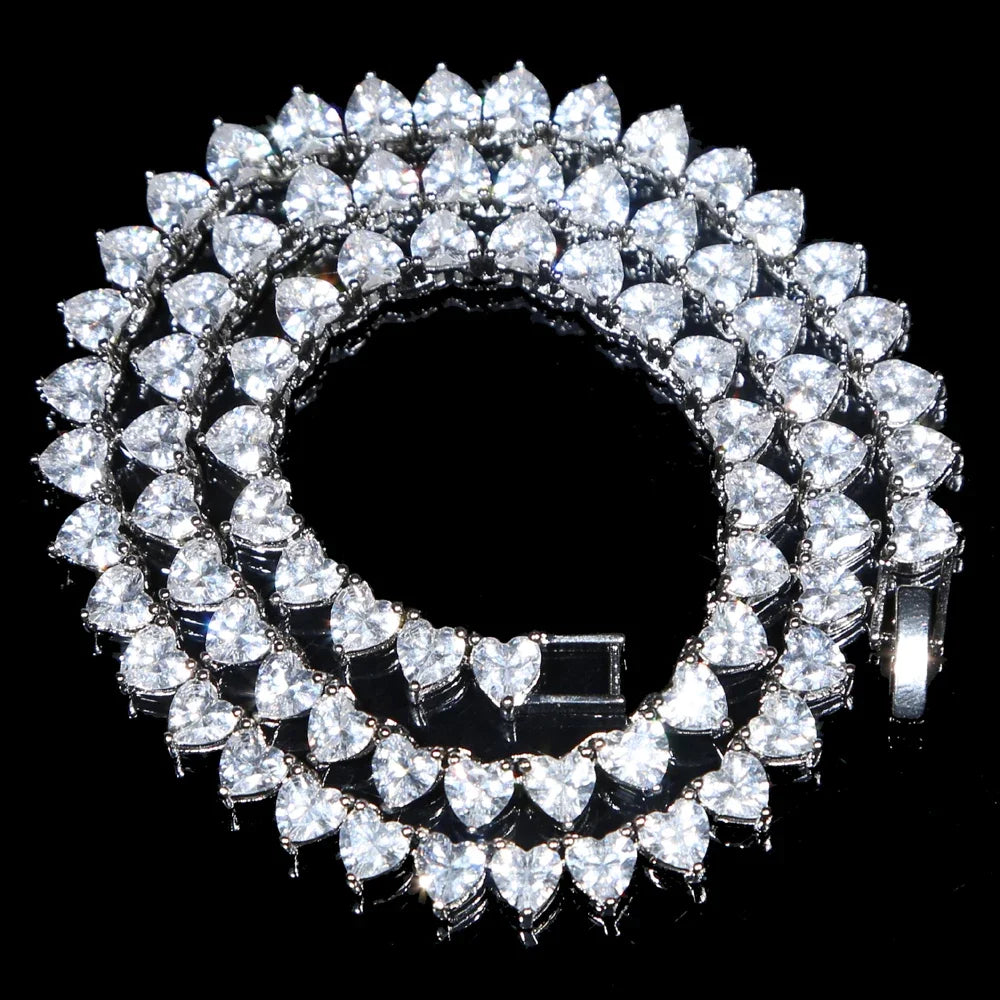 Bling Heart CZ Tennis Necklace