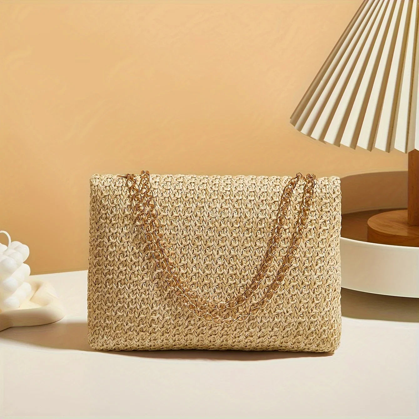 Handwoven Artisan Straw Lock Purse