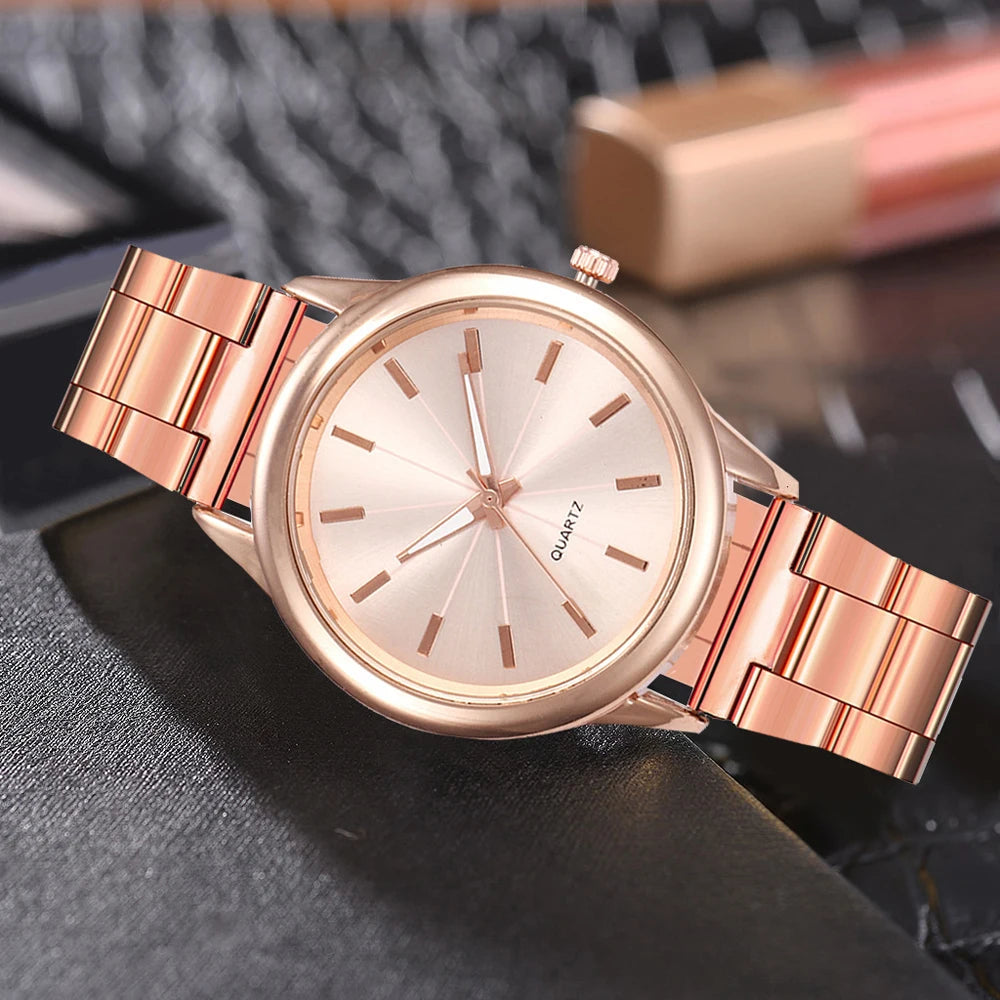 Gold Rhinestone Casual Bracelet Watch