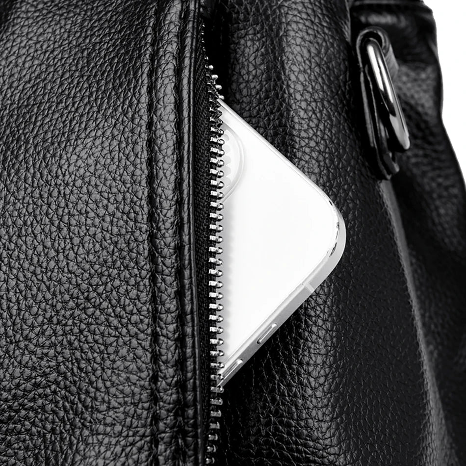 Multi-Pocket Soft Leather Designer Tote