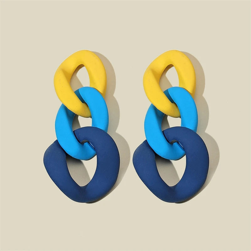 Color-Block Statement Resin Earrings