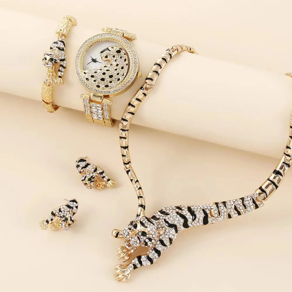 Crystal Animalier Gilded Watch Set