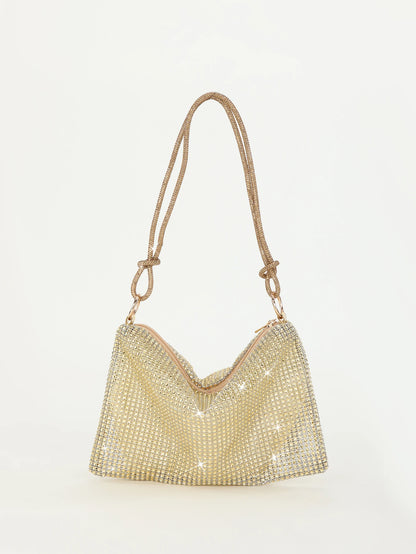 Rhinestone Crescent Evening Underarm Bag