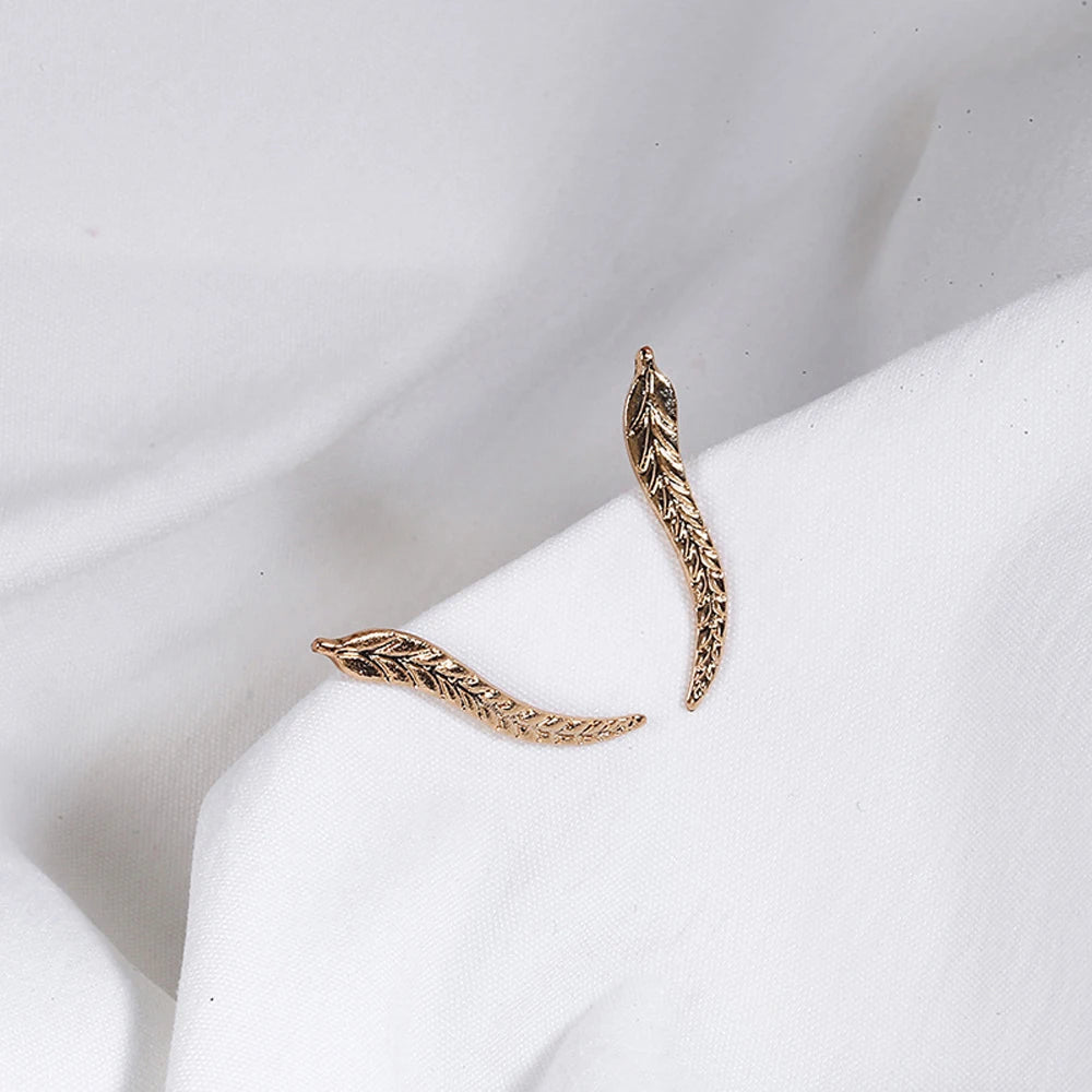 Gilded Leaf Sculptural Stud Earrings