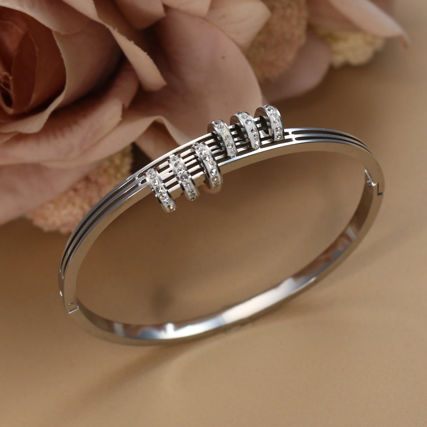 Hollow Crystal Half Face Bangle