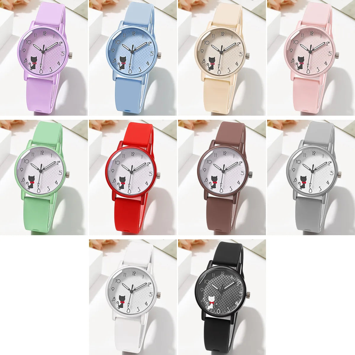 Whimsical Cat Silicone Kids Watch