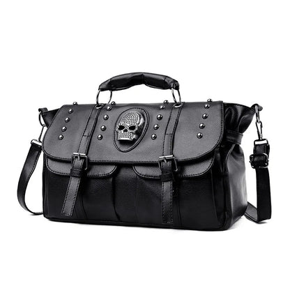 Noir Punk Skull Motif Tote