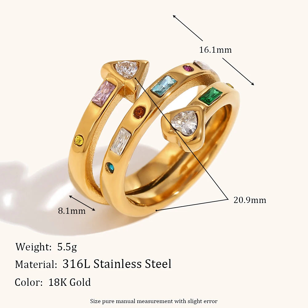 Triple Layer Heart Zircon Ring