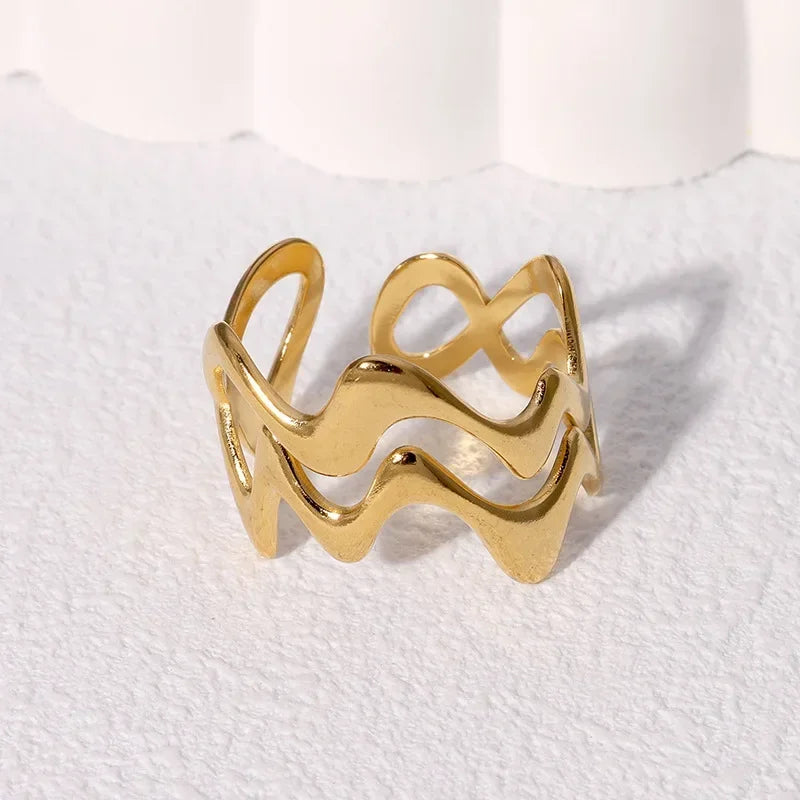 Irregular Wave Gilded Statement Ring