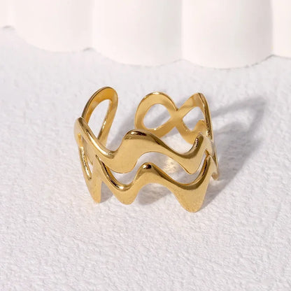 Irregular Wave Gilded Statement Ring