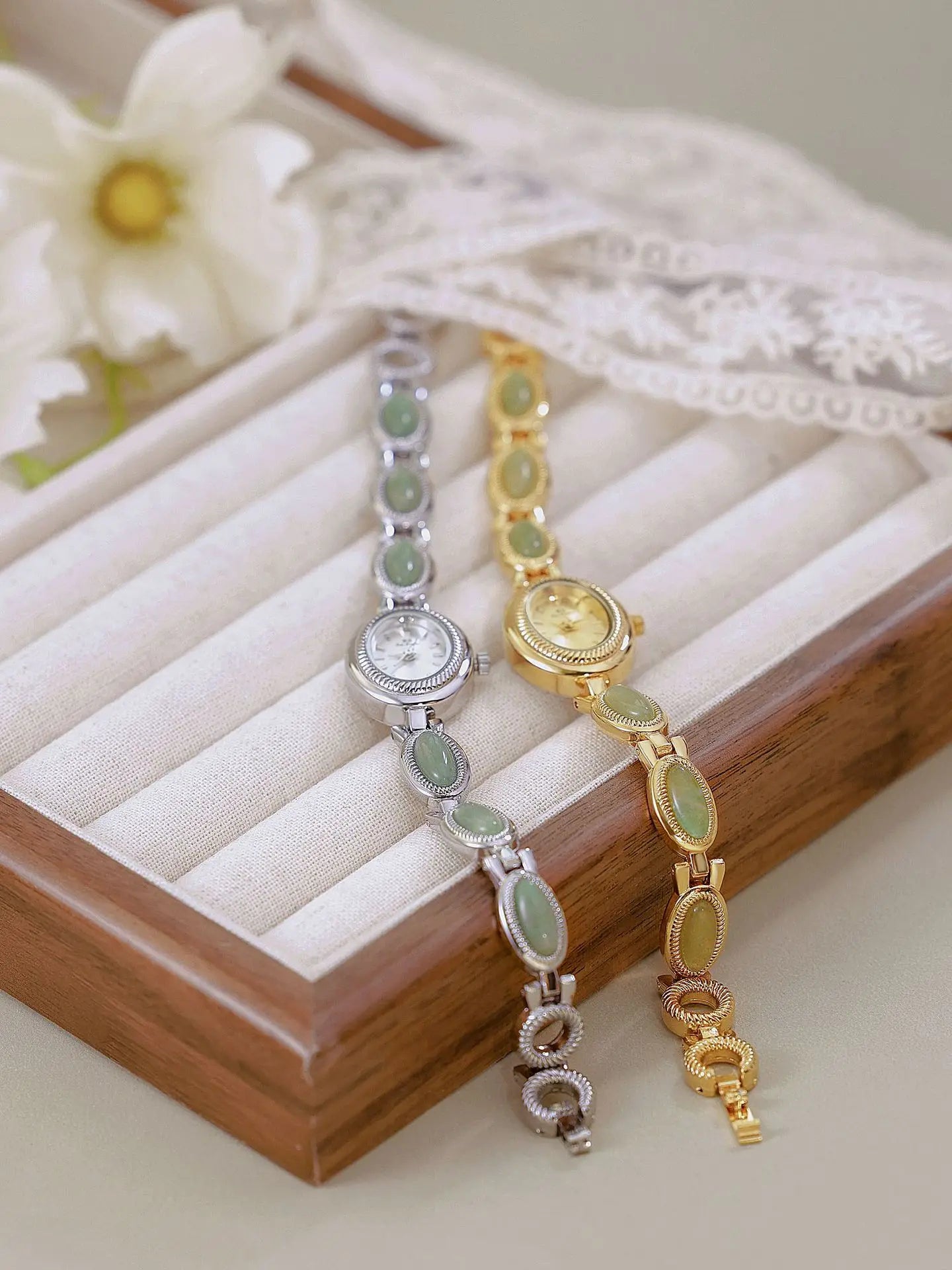Natural Gemstone Oval Jewelry Watch