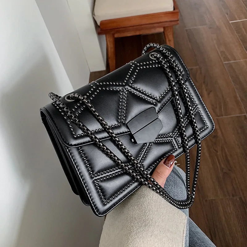 Vintage Rivet Designer Crossbody Bag