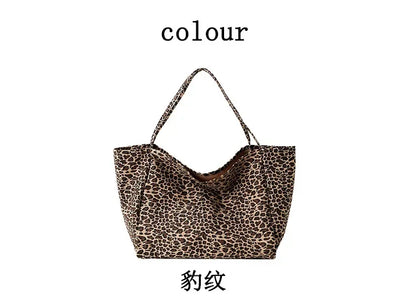 Leopard Motif Canvas Statement Tote
