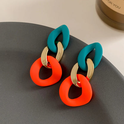 Color-Block Statement Resin Earrings