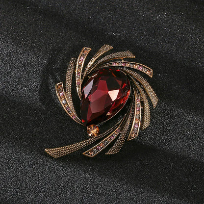 Rhinestone Ginkgo Crystal Office Brooch