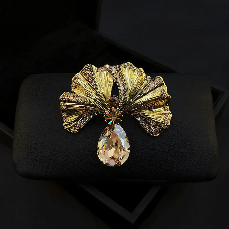 Rhinestone Ginkgo Crystal Office Brooch