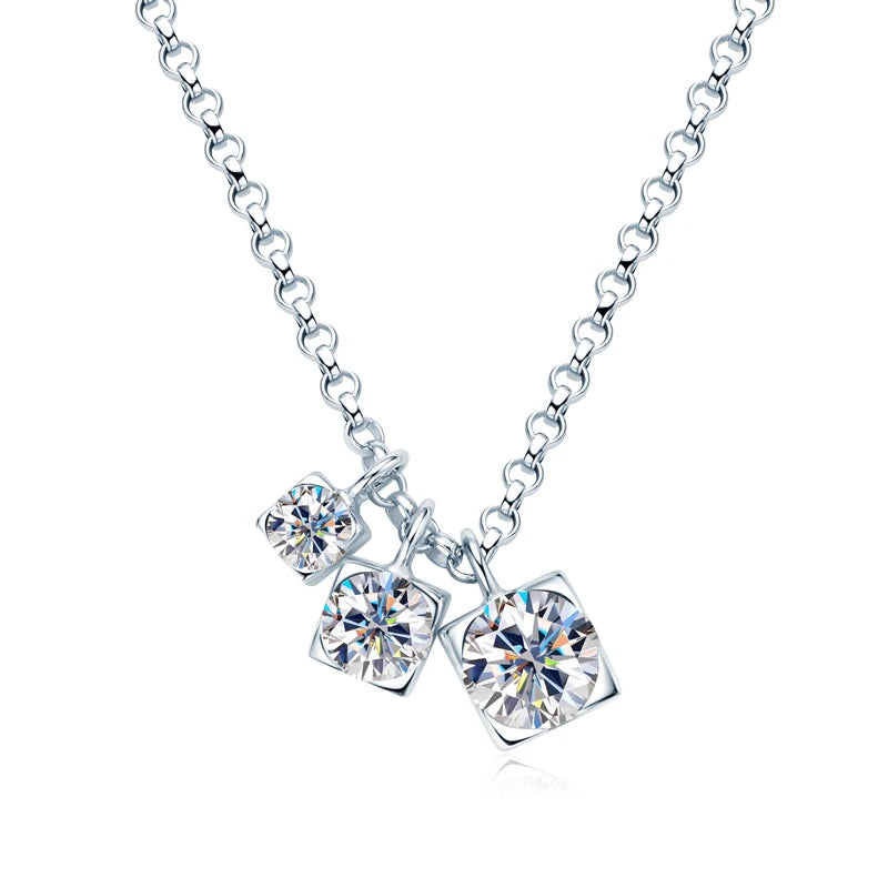 Full Moissanite Diamond Engagement Necklace