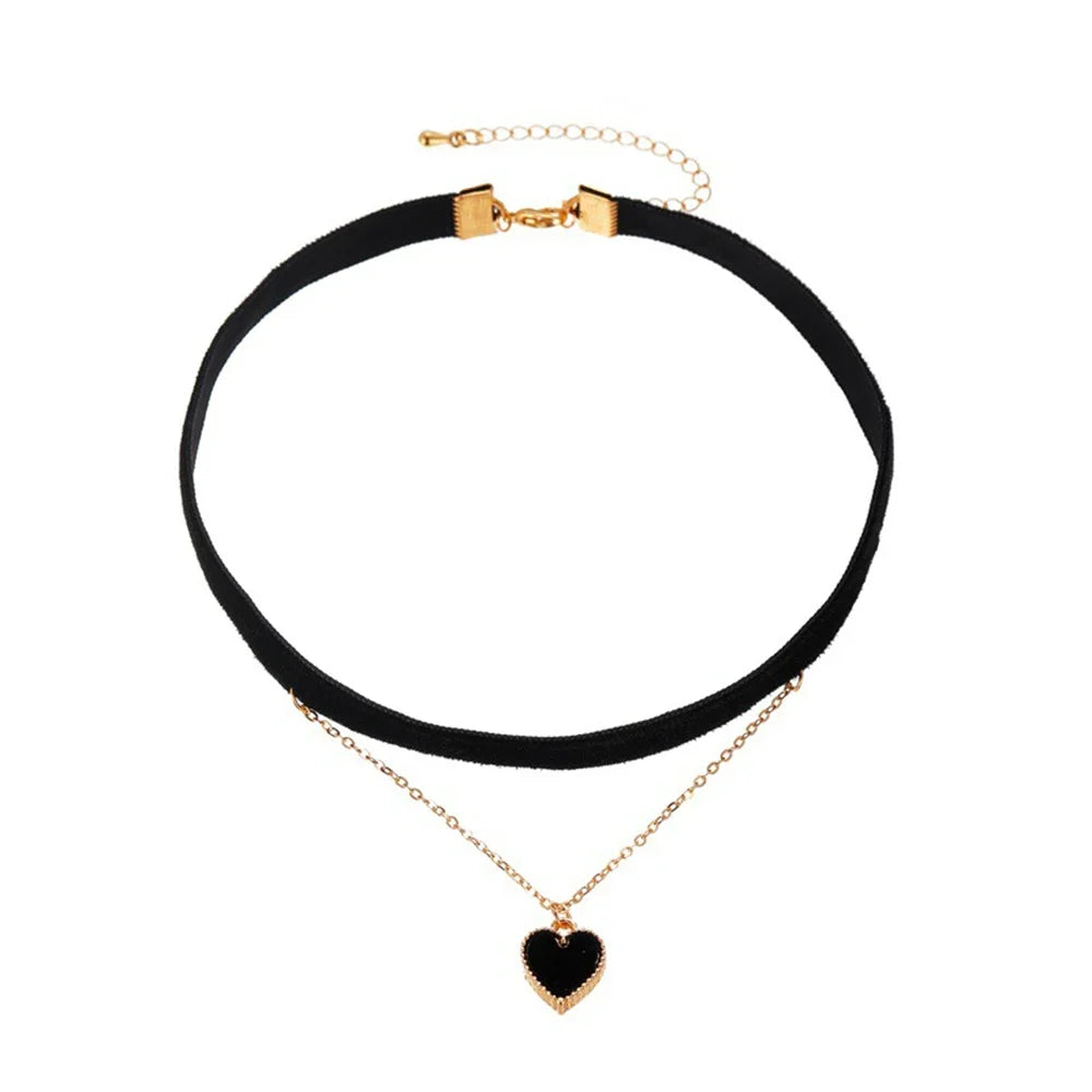 Gothic Velvet Double Love Necklace