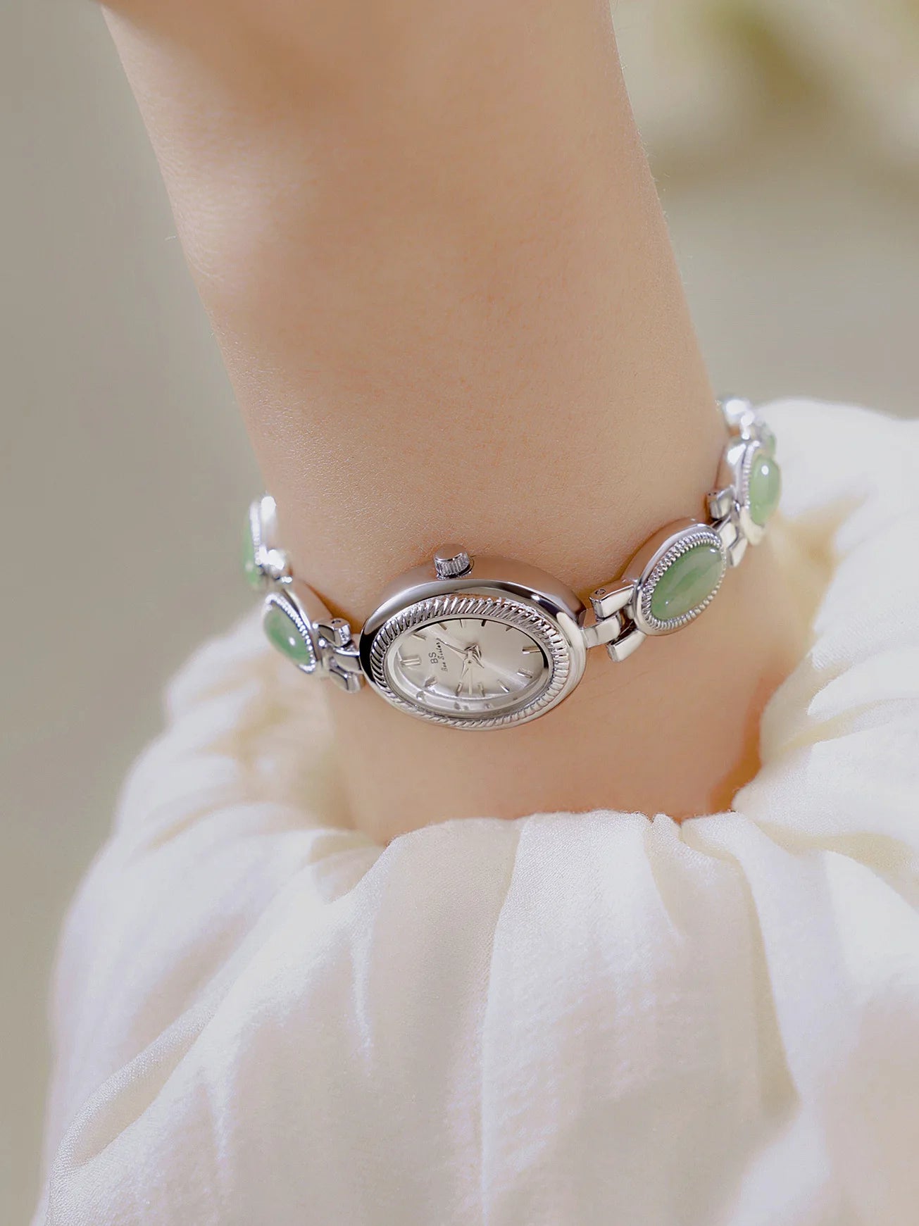 Natural Gemstone Oval Jewelry Watch