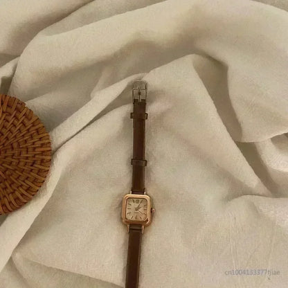 Minimalist Square Leather Strap Watch