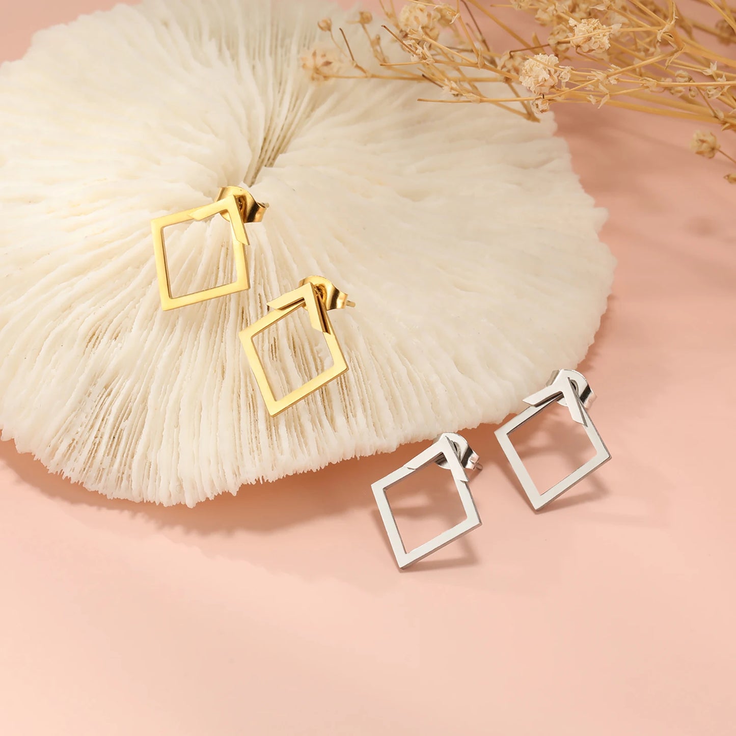 Geometric Minimalist Gold Stud Earrings
