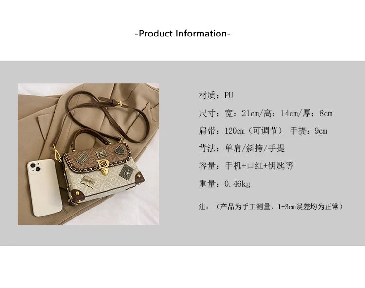 Retro Chain Linked Leather Handbag