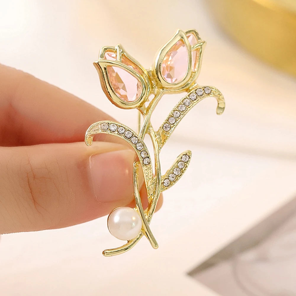 Tulip Flower Pearl Gala Brooch