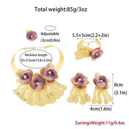 Purple Flower Noble Jewelry Set
