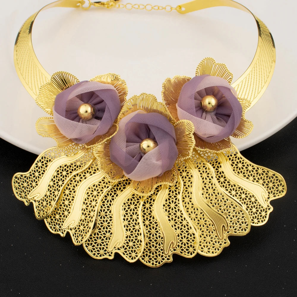 Purple Flower Noble Jewelry Set