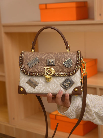Retro Chain Linked Leather Handbag