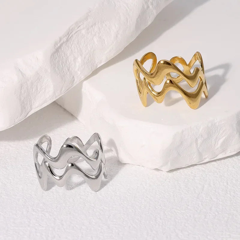 Irregular Wave Gilded Statement Ring