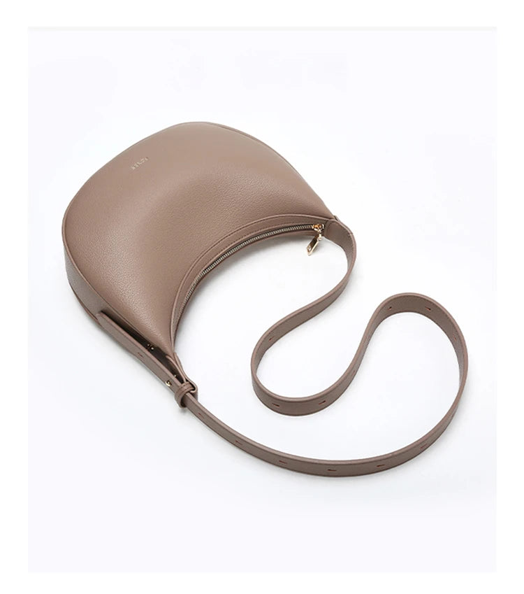 Minimalist Crescent Leather Underarm Bag
