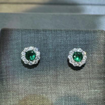 Round Cut Lab Sapphire Earrings
