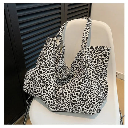 Leopard Motif Canvas Statement Tote