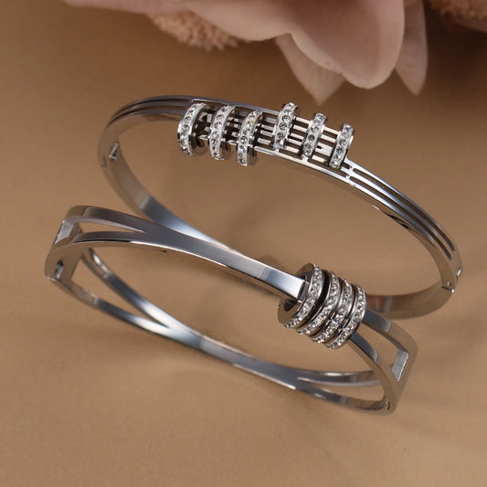 Hollow Crystal Half Face Bangle