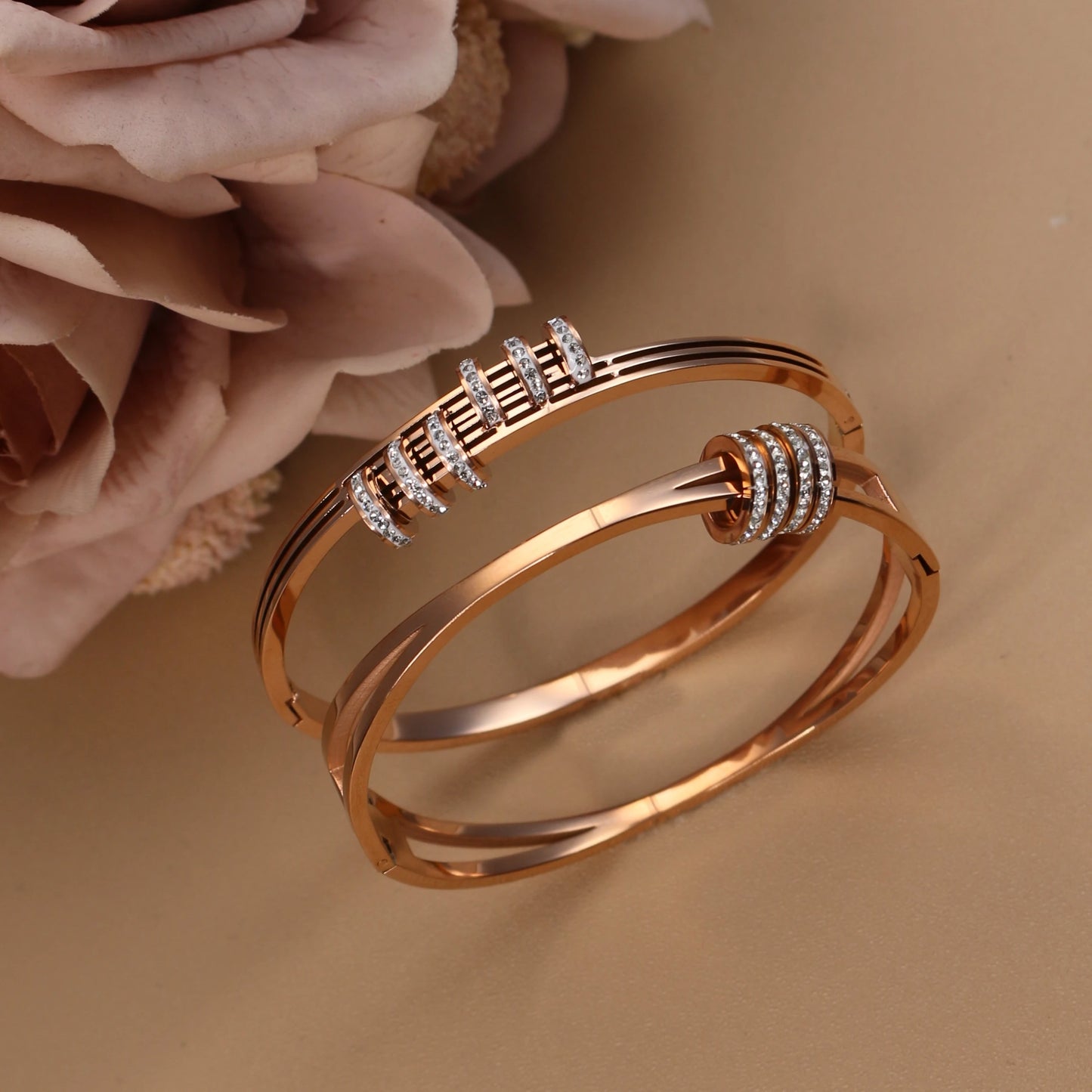 Hollow Crystal Half Face Bangle