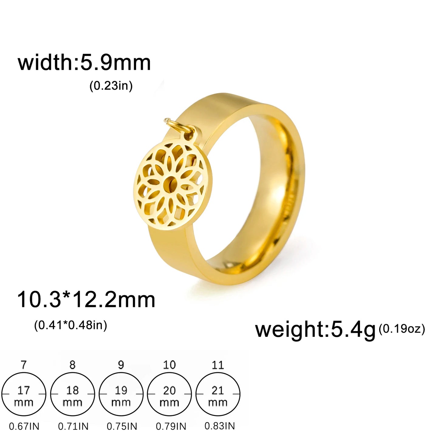 Minimalist Floral Stainless Steel Ring