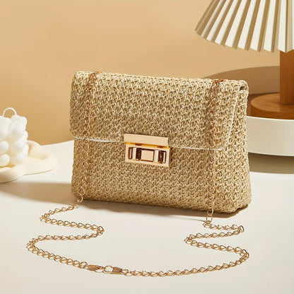 Handwoven Artisan Straw Lock Purse