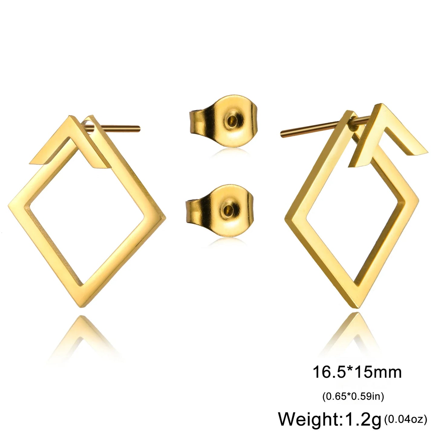 Geometric Minimalist Gold Stud Earrings