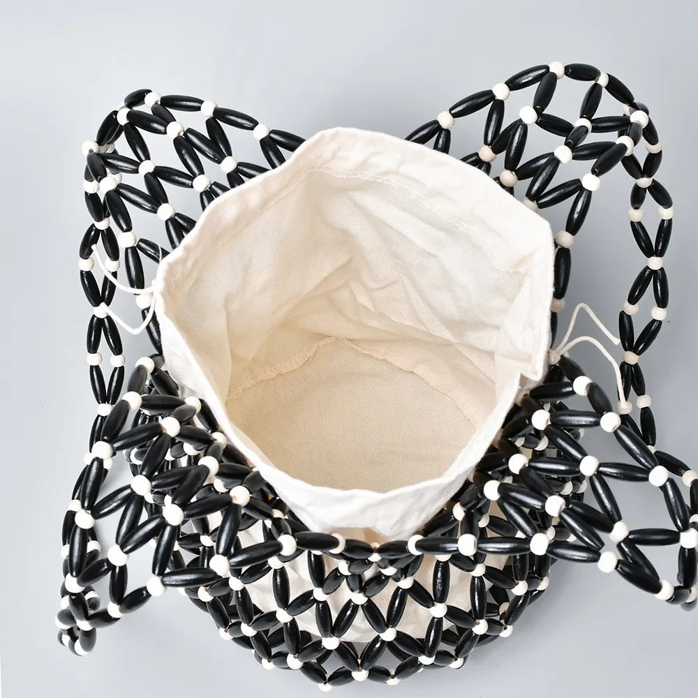 Hand-Beaded Exquisite Wooden Tote