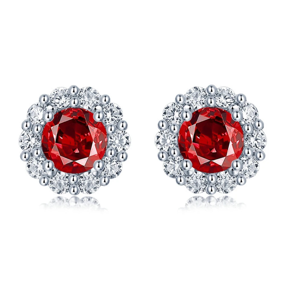 Round Cut Lab Sapphire Earrings