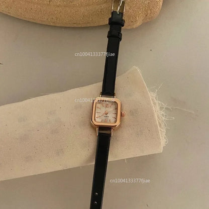 Minimalist Square Leather Strap Watch