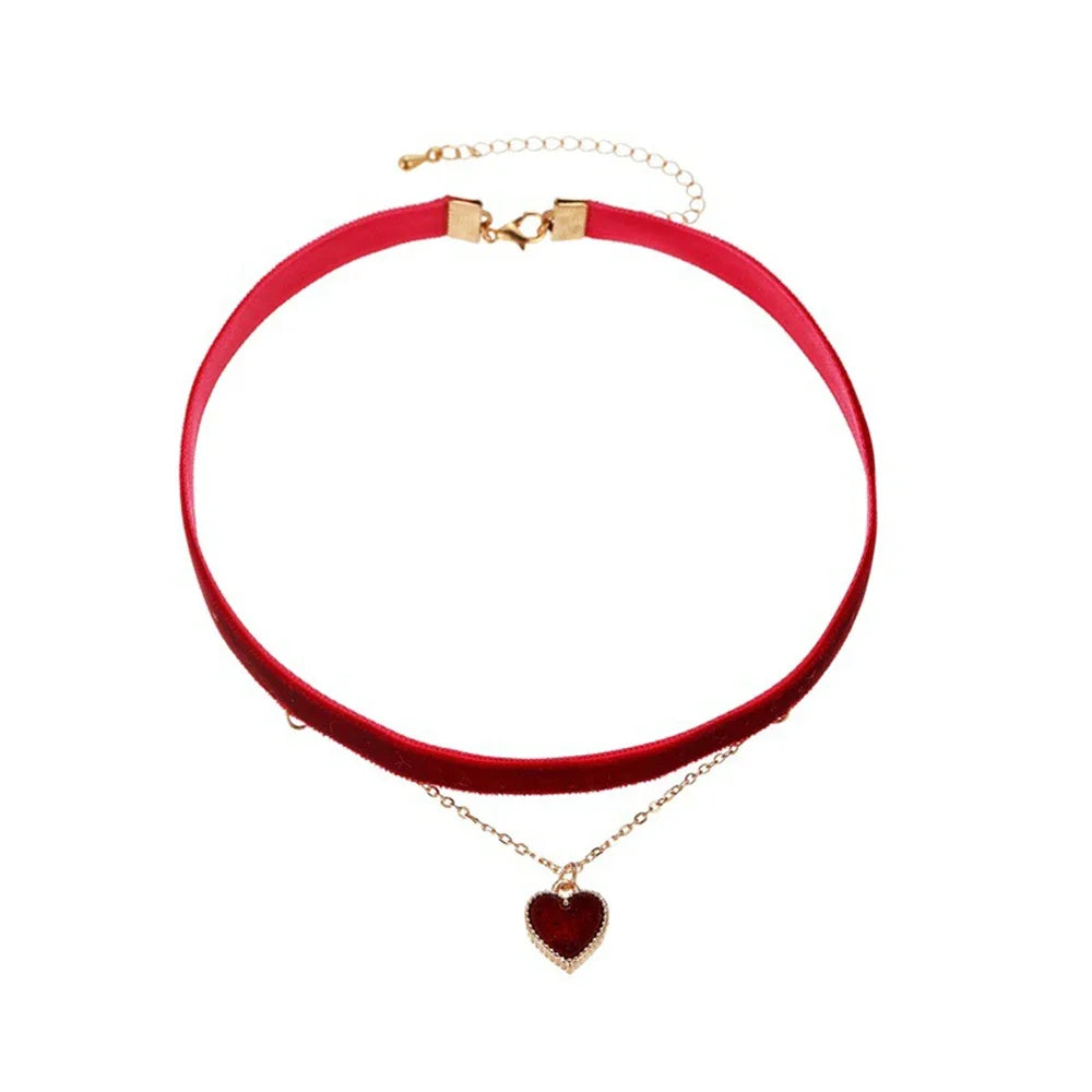 Gothic Velvet Double Love Necklace