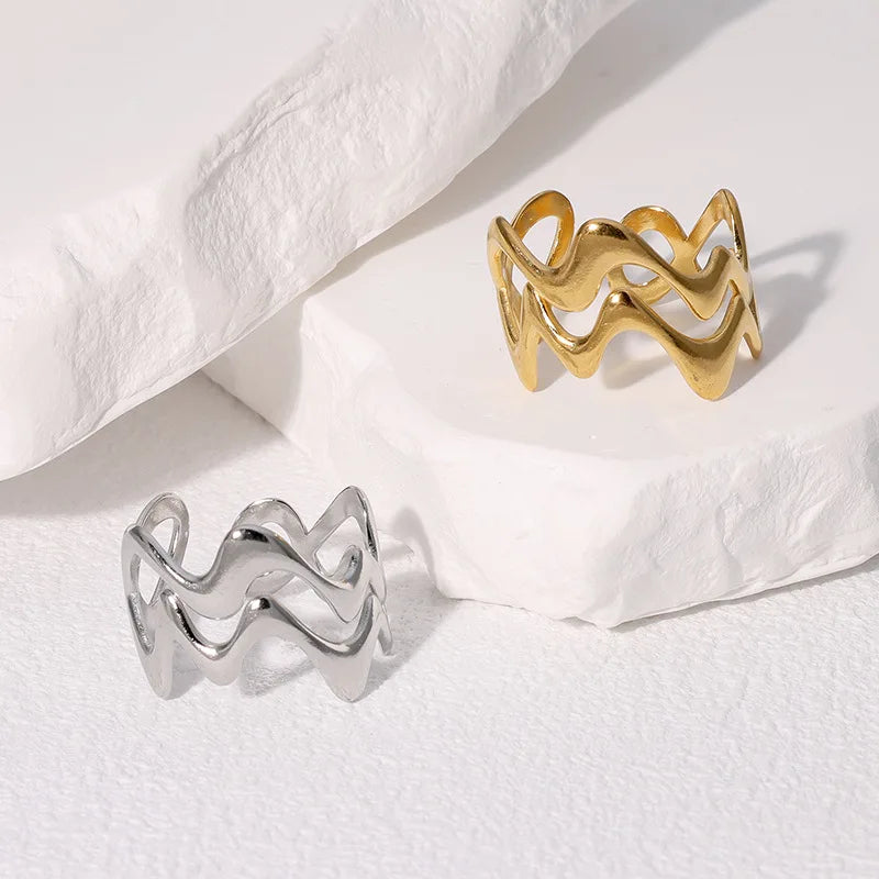 Irregular Wave Gilded Statement Ring