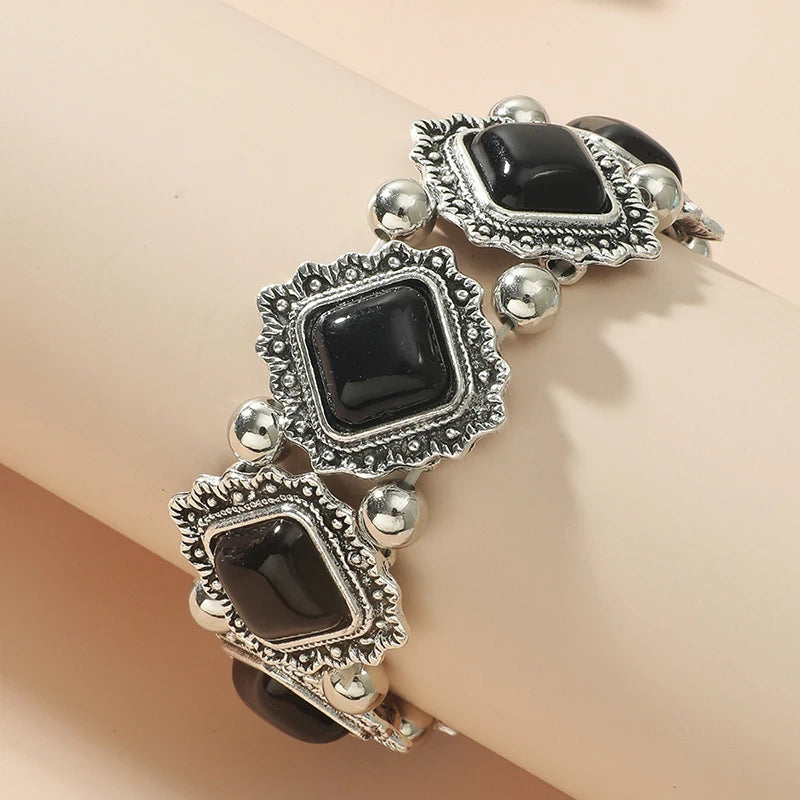 Vintage Elastic Statement Bead Bracelet