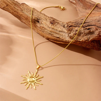 Solar Concise Sun Pendant Necklace